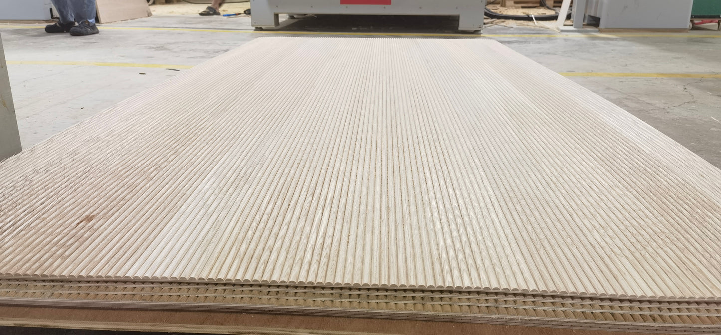 Ribbed Light Oak Timber Ply Panels