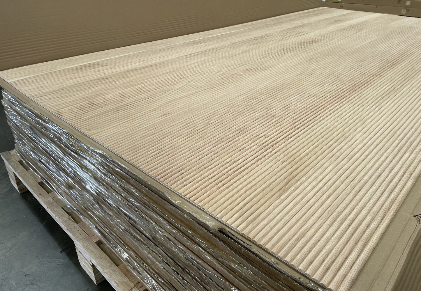 Ribbed Light Oak Timber Ply Panels
