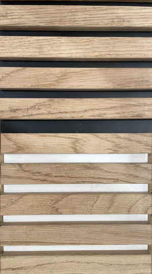 Timber Veneer Slatted Panels - Flat or Curving Walls - 2 Backing Colours.