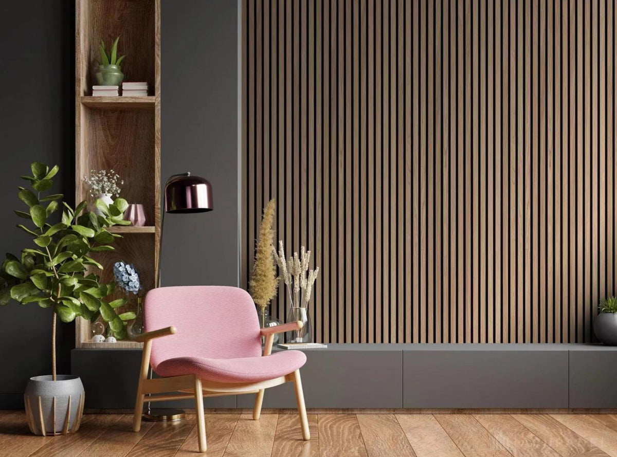 Acoustic Feature Wall Panels - Timber Veneer Slatted and Felt Backed - Eco Greenhaus